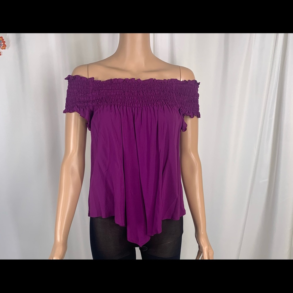 Express Purple Asymmetrical Off-The-Shoulder Top